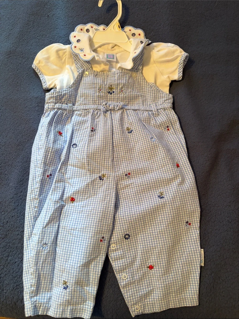 Girls' Navy & Blue Floral Gingham Dress Set - Kids Accessories